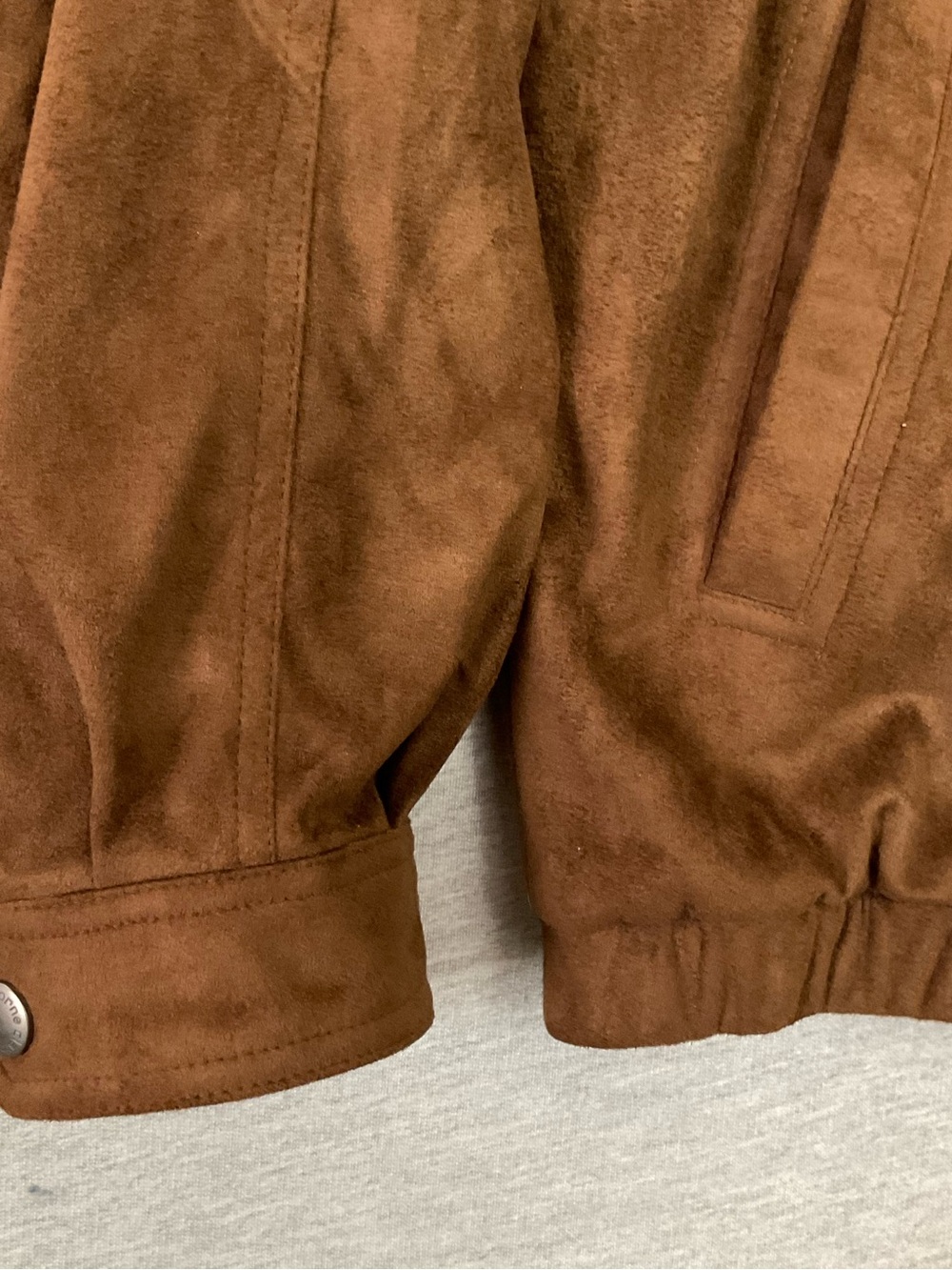 Claiborne Chestnut Suede Bomber Jacket - Picture 4 of 8